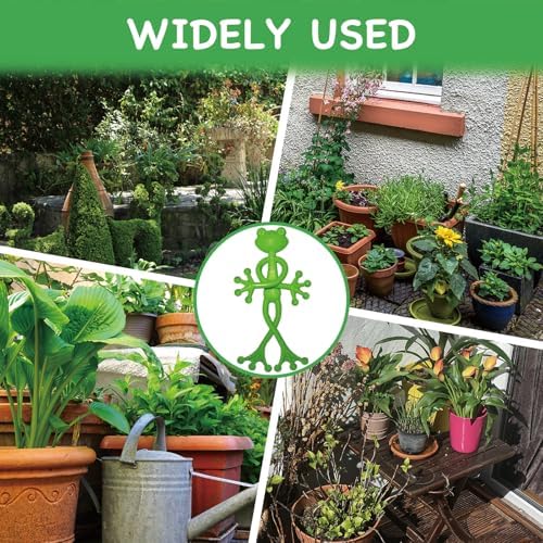 6 pcs Frog Plant Stand, Multipurpose Green Frog Plant Supports Steady Cartoon Plant Branches Tie Down, Frog Plant Holder for Potted Plants, Plant propagation buddy Cute Frog Flower Pot Hugger Plant Climbing Fixture Clips Perfect for Indoor Outdoor Garden