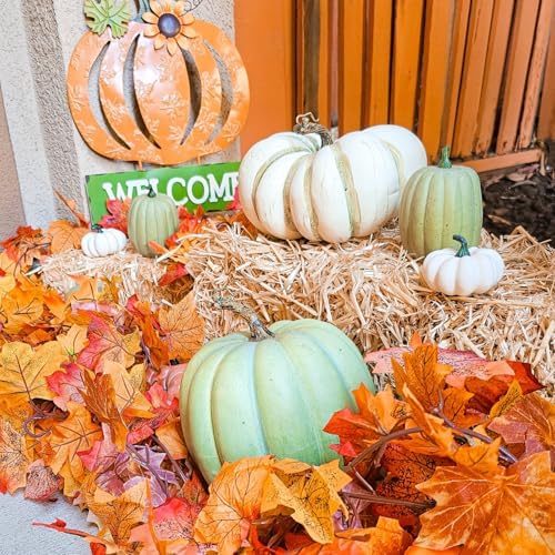 CQURE 18 Pack Artificial Fall Leaf Garland (106.2Ft Total), Autumn Garland Maple Leaves Vines for Thanksgiving Home Fireplace Arch Decor