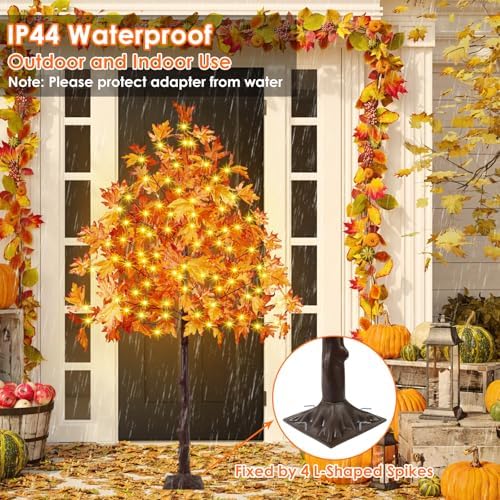 3 Pack Lighted Maple Tree 300 LED Artificial Fall Tree for Home Decorations