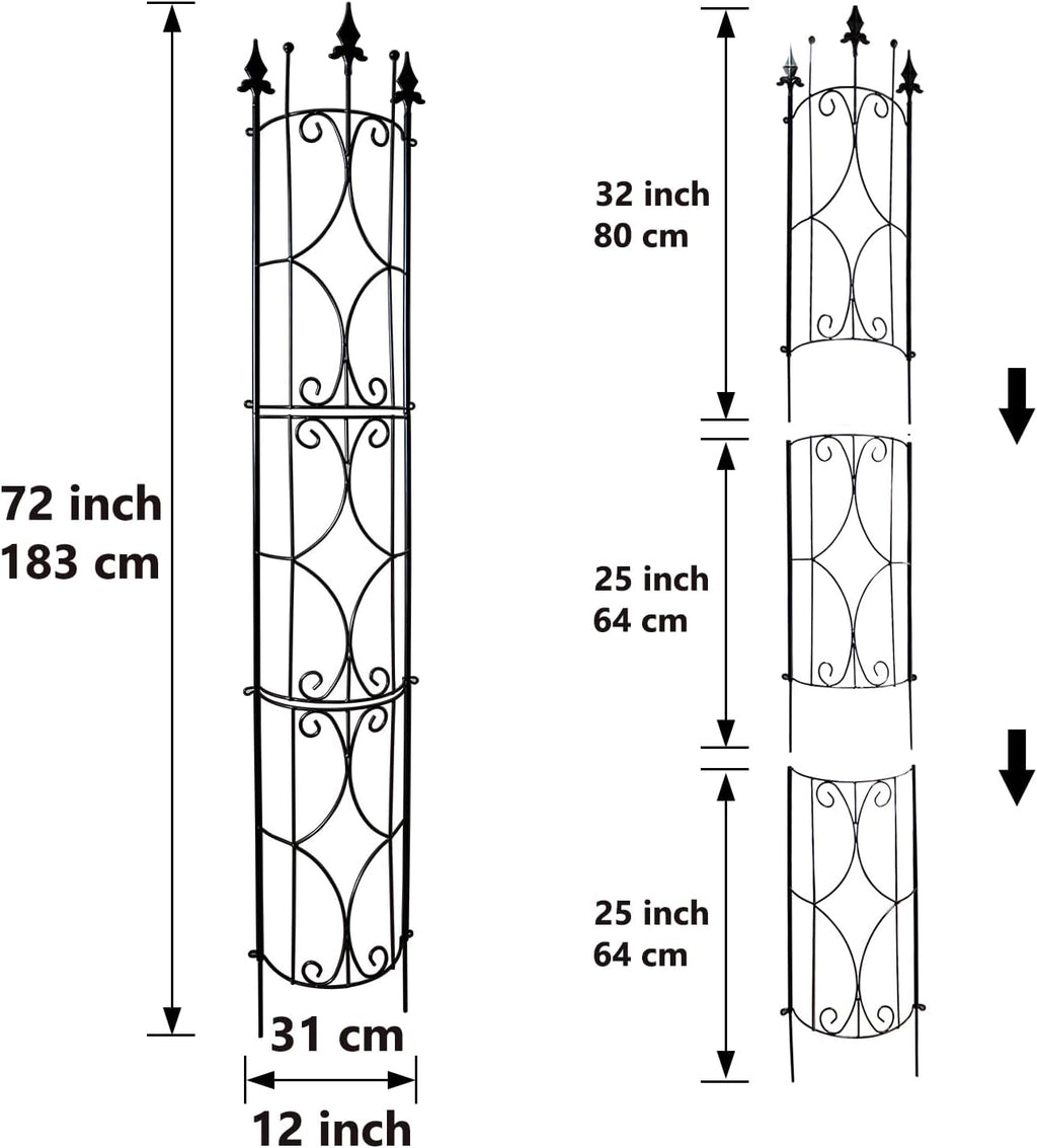 Garden Trellis 2 Pack 72'' H x 12'' W Metal Plant Trellis | Indoor/Outdoor Metal Garden Trellis Plant Trellis for