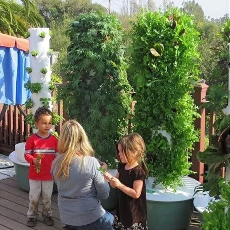 Vertical Hydroponic Grow Tower Aeroponic Tower for Fruits and Vegetables 9 Layer 36 Pots Planter with Water Tank and