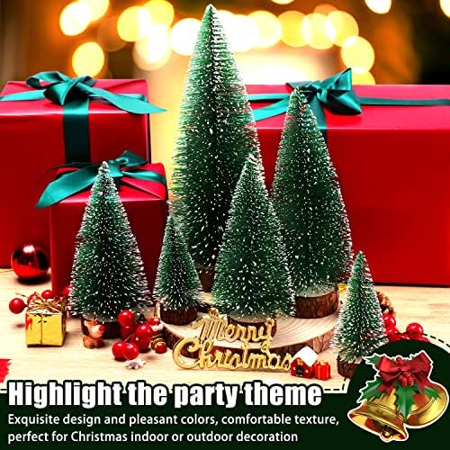 6pcs Mini Christmas Trees Decor, Artificial Bottle Brush Tabletop Trees, 4 Size Holiday Decoration for Xmas (Green)