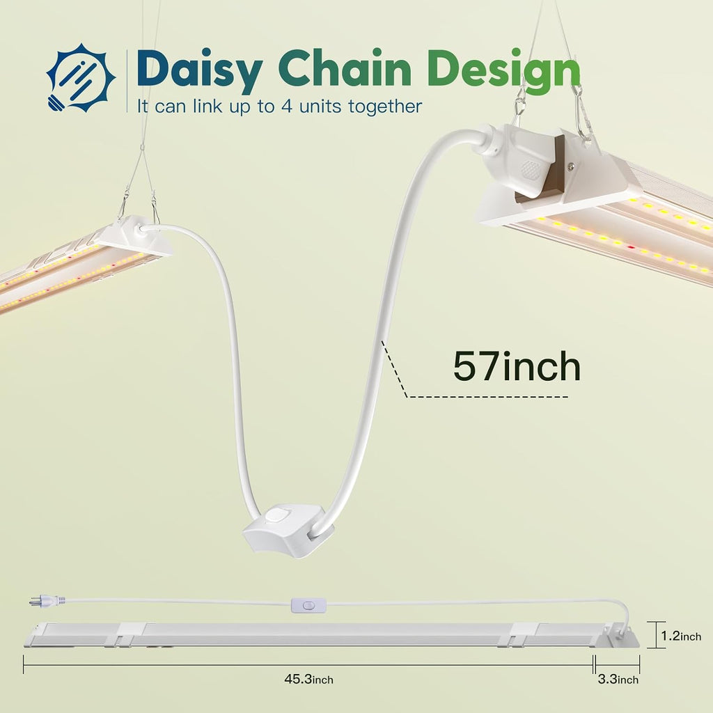 FREELICHT 1Pack 4FT Grow Light for Indoor Plants, 60W=350W, Full Spectrum | Linkable LED Grow Light, Sunlike Plant