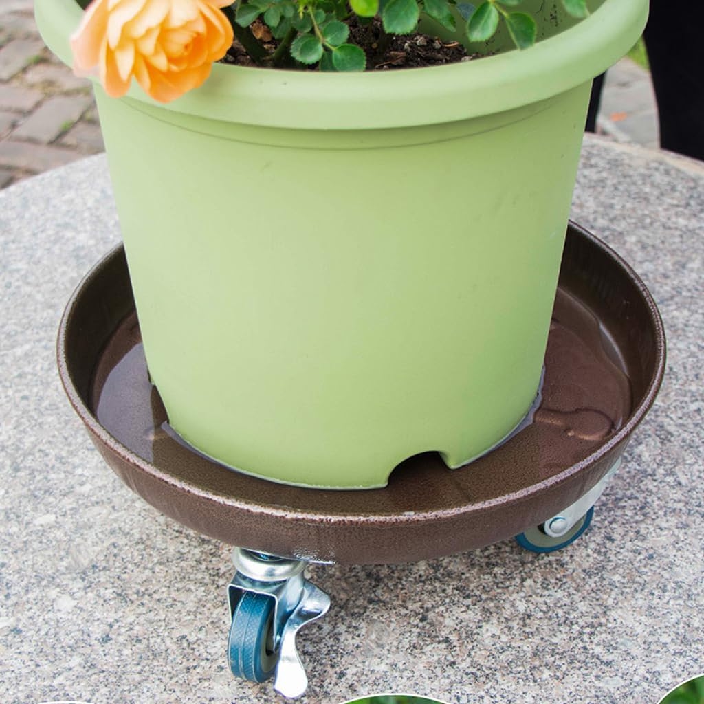 12" Heavy Duty Plant Dolly with Wheels, 200lbs Metal Rolling Plant Stand with Casters, Round Wheeled Planter Caddy