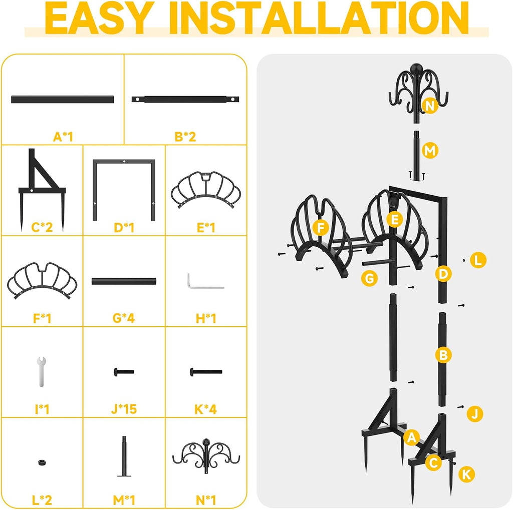 Garden Water Hose Holder Freestanding with Shepherds Hooks for Outside | 60.3inch Hose Stand Heavy Duty Hose Hanger