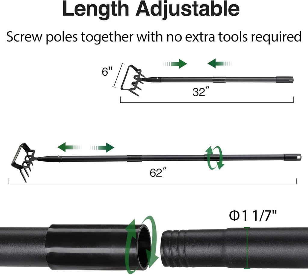 Stirrup Hoe Garden Tool & Cultivator Rake, 2-in-1 Heavy Duty Metal Hand Scuffle Garden Hoe for Weeding Vegetable Beds