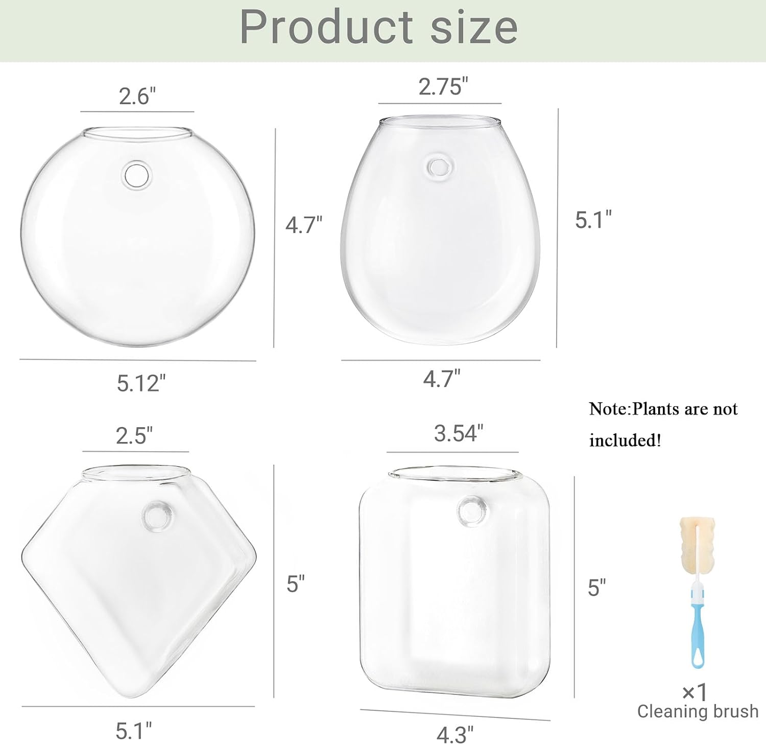 Mkono Wall Propagation Planters, 4 Pack Glass Hanging Vase Plant Holder | Varied Shapes Terrarium,Clear Root View