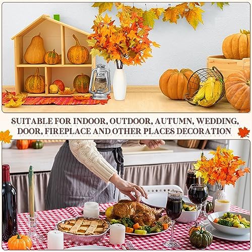 Zeyune 36 Pcs 20.5“ Fall Leaves Artificial Autumn Maple Leaves Stems Bulk