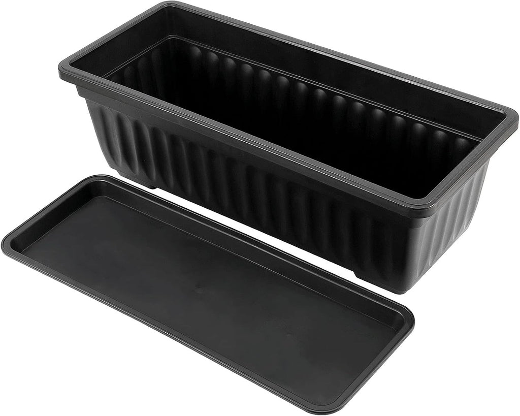 JOIKIT 17 Inches Black Plastic Planter Box, 6 Packs, Good Drainage, Indoor Outdoor Usage, for Garden, Windowsill