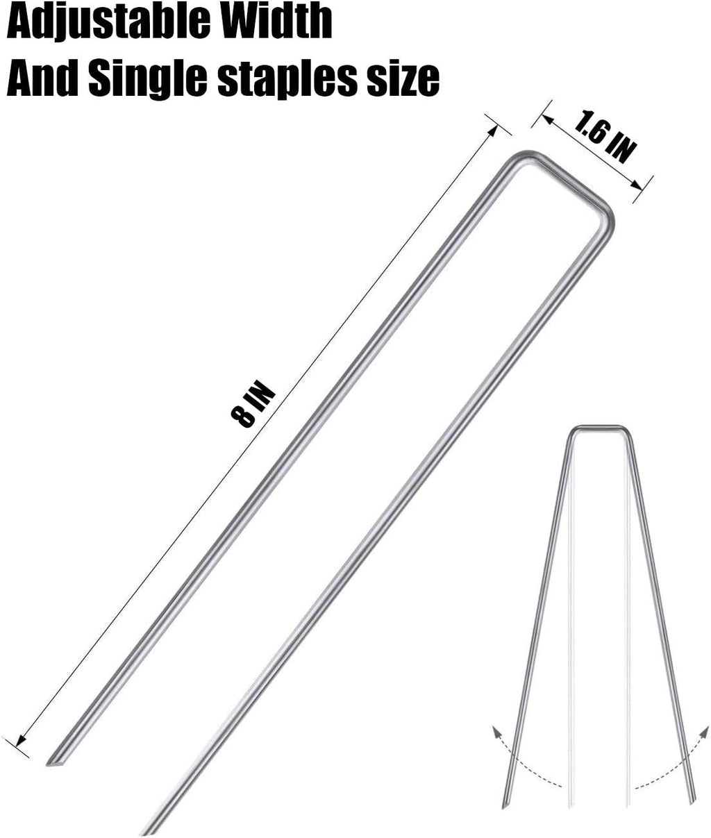 8 Inch Heavy Duty 8 Gauge 125 Pack Galvanized Garden Stakes, Rust Resistant Landscape Staples, Lawn pins Fabric Staples
