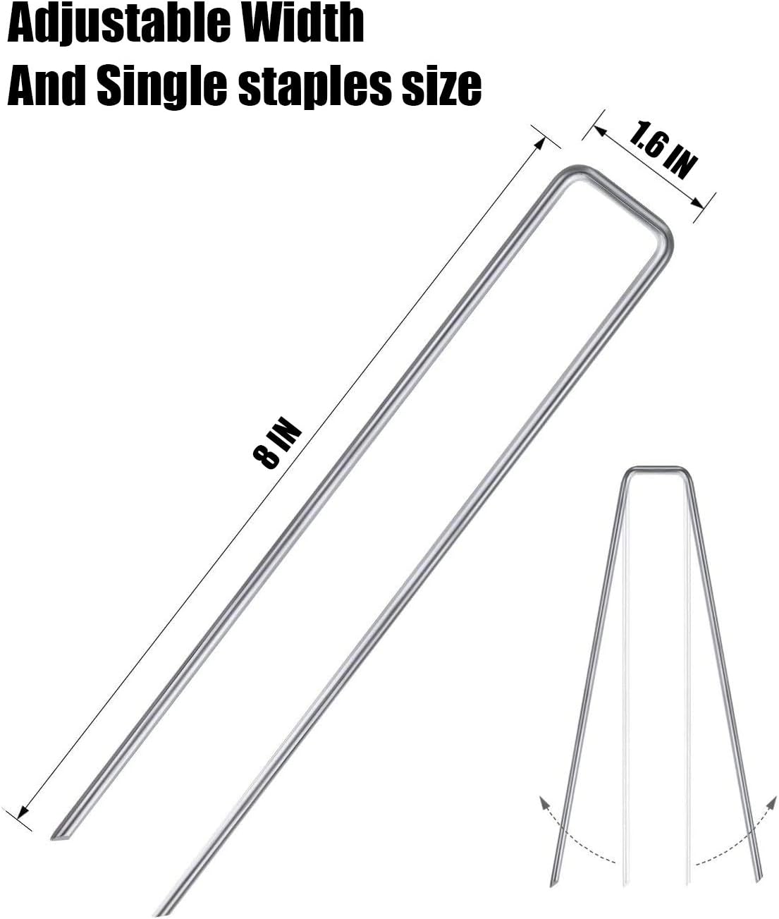 8 Inch Heavy Duty 8 Gauge 125 Pack Galvanized Garden Stakes, Rust Resistant Landscape Staples, Lawn pins Fabric Staples