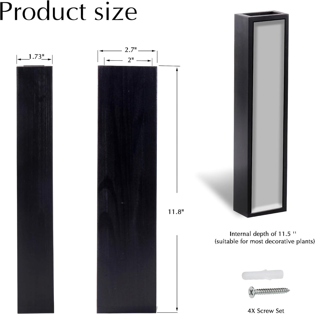 4PCS Black Wall Planters Modern Farmhouse Indoor Decor | Wood Wall Decor, Hanging Planter, For Living Room & Bathroom