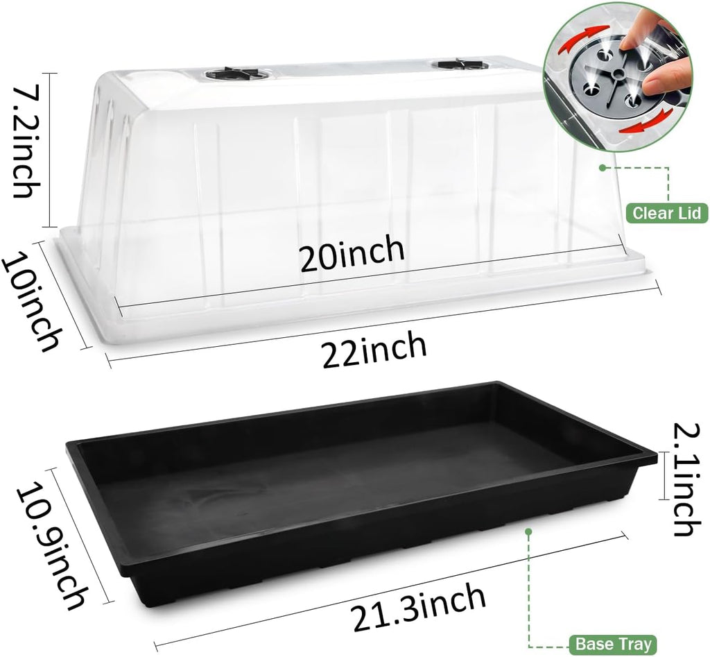 5 Pack 1020 Plant Tray with Tall Dome (7.3 inch), Plastic Flat Seed Starter Tray with Humidity Domes, Heavy Duty 1020