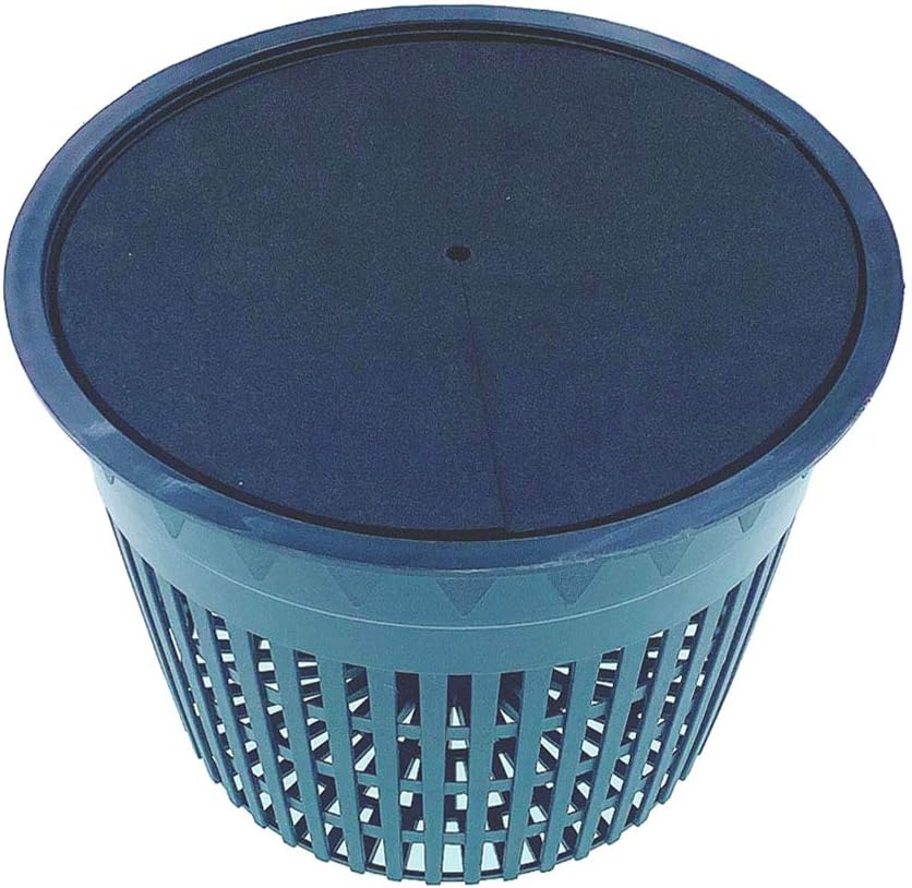 HORTIPOTS Net Pot 6 Inch Raised Center Bottom Mesh Sided with Free Reflective Lids Pack of 10