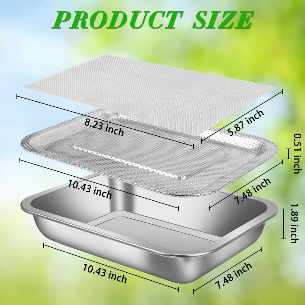Picowe Stainless Steel Sprouting Trays Seed Sprouting Kit with Stainless Steel Mesh Tray Seed Starter Tray Seed