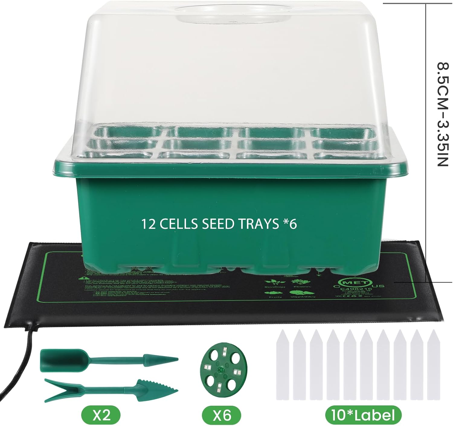 Seed Starter Trays with Grow Lights and Heat Mat, 72 Cells Seed Starter Kit with Lights, 3 Lighting Mode, 4 Timing Set