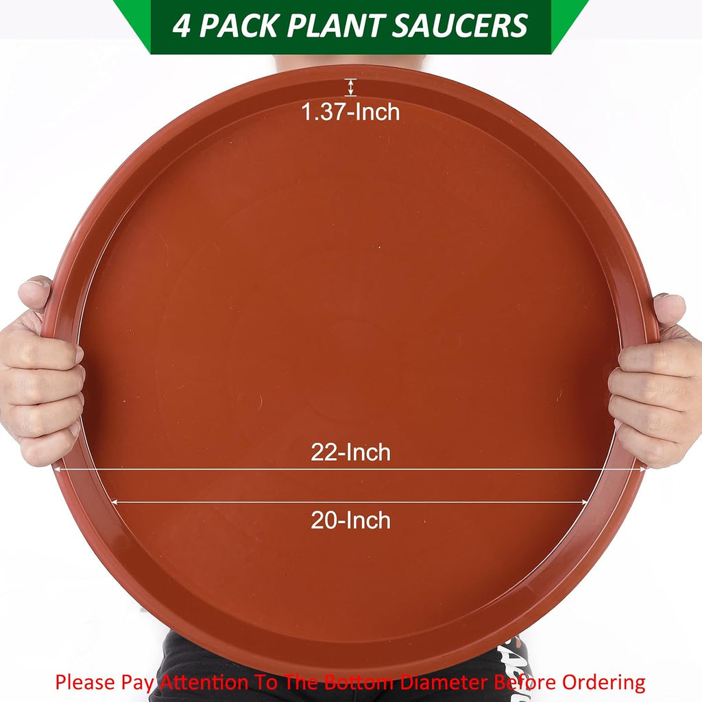PATIKIL 4 Pack Large Plastic Plant Saucer, 22 Inch Plant Tray for Pots Round Plant Dish Plant Drip Trays Water Tray for