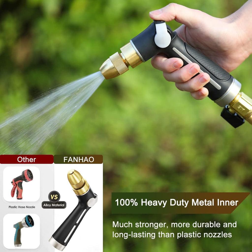 FANHAO Metal Thumb Control Adjustable Nozzle, High Pressure Garden Sprayer | Rustproof Hose Nozzle Heavy Duty, Non-Slip
