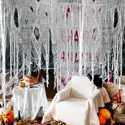 410 x 80 in Halloween Creepy Cloth for Yard and Outdoor Decorations,White