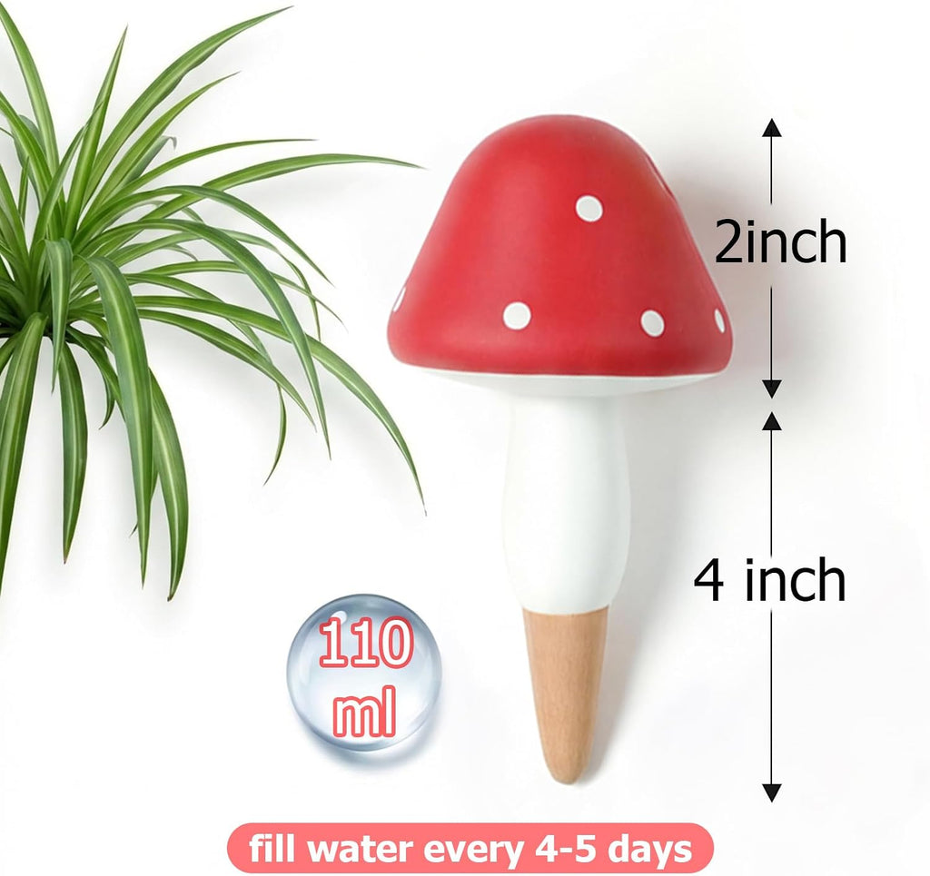 Plant Watering Globes, 16 Pack Self-Watering Terracotta Spikes - Mushroom Shape Irrigation Devices for Indoor & Outdoor