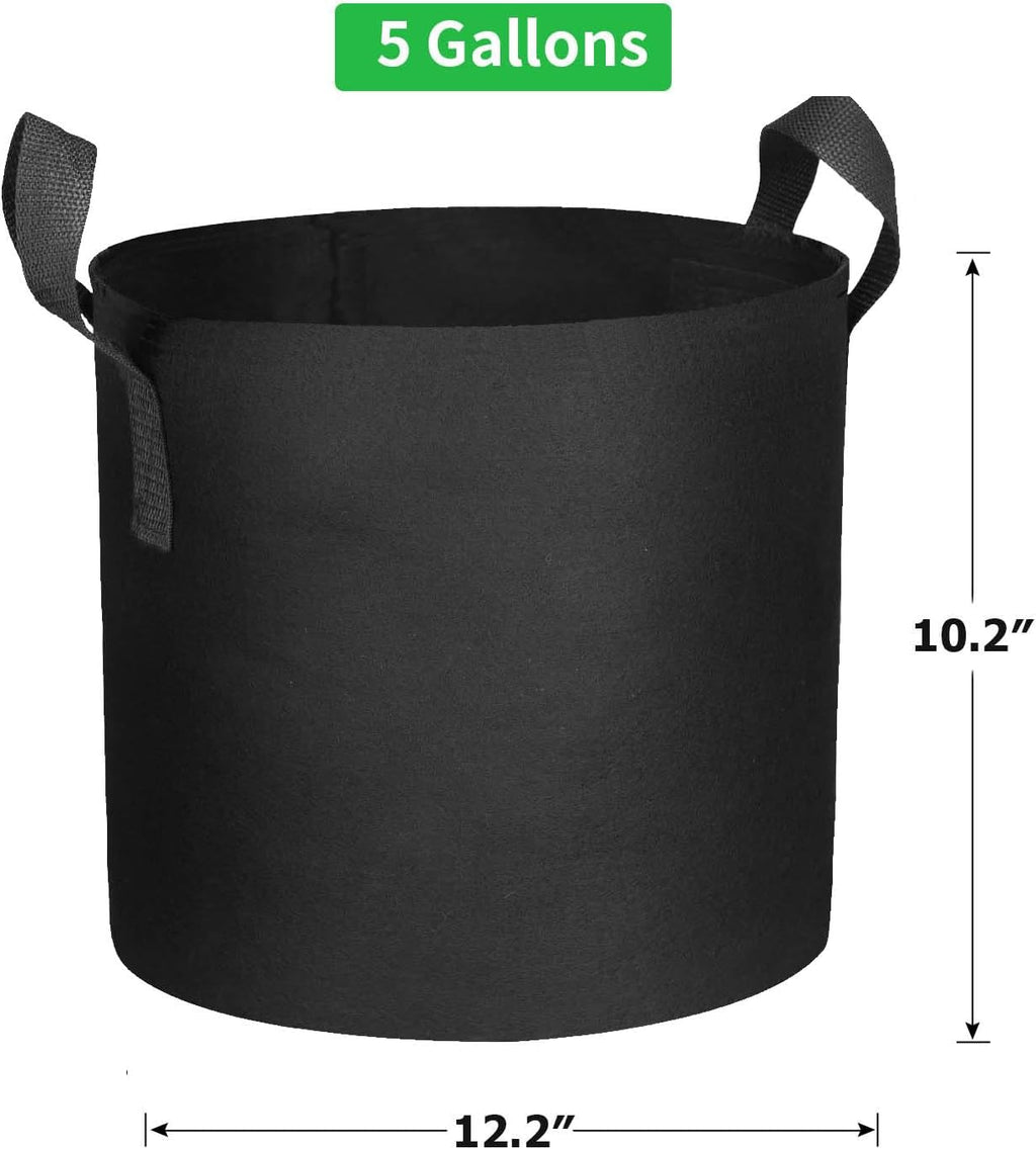20-Pack 5 Gallon Grow Bags, Heavy Duty Aeration Fabric Pots with Handles,300G Thickened Nonwoven Pots for