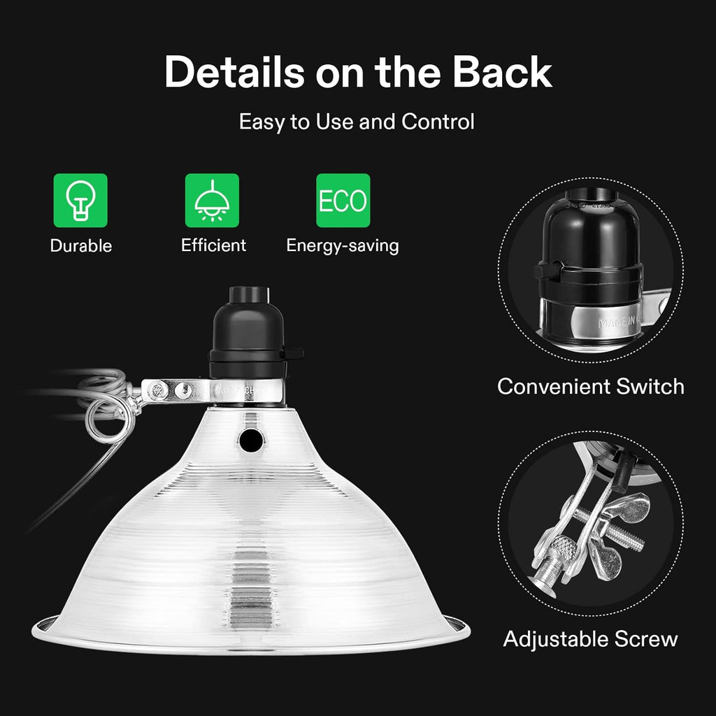 VIVOSUN 2 Pack Clamp Lamp Light with Detachable 8.5 Inch Aluminum Reflector | Up to 150 Watt, E26 Socket (No Bulb