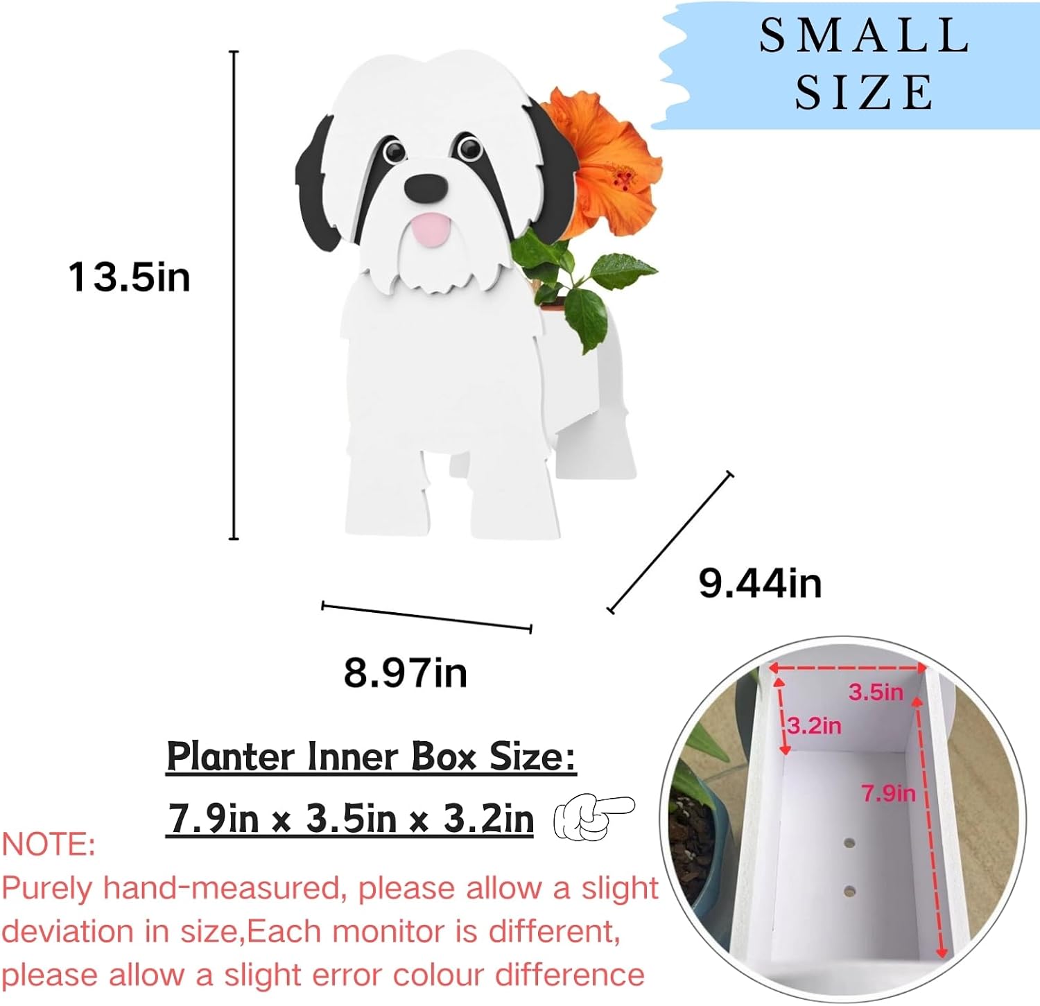 Black and White Shih Tzu Dog Planter, Animal Shaped Flower Pot | Cute Plant Gift for Women and Pet Lovers, Indoor