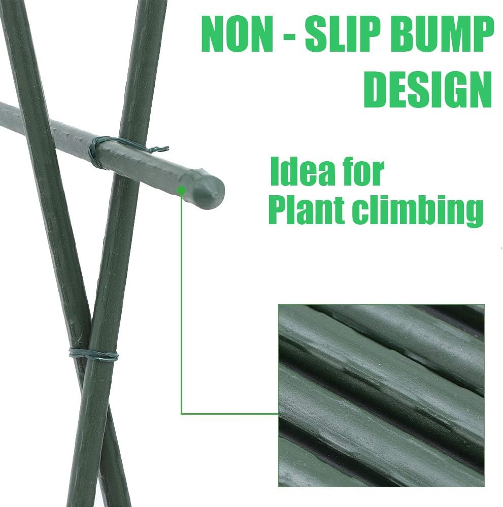 Steel Plant Stakes 4 Feet, Plastic Coated Metal Garden Stakes Supports Climbing for Tomatoes, Trees, Beans, 25 Pack
