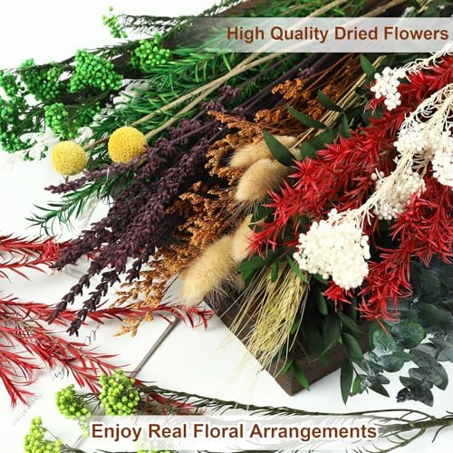 12 Kinds Dried Flower Bouquet, 17" Rustic Boho for Fall Wedding Decorations
