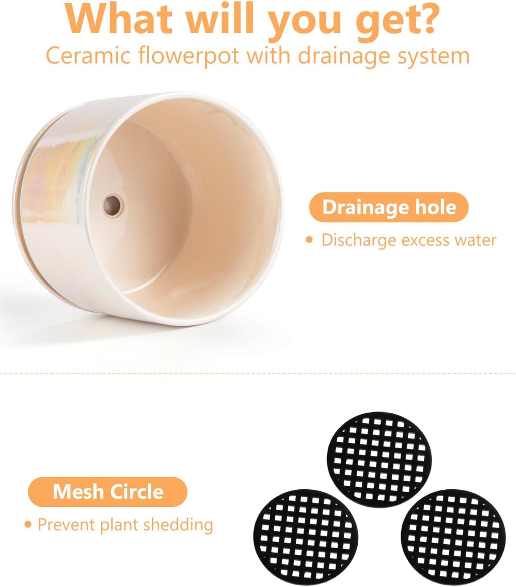 EFISPSS Plant Pots, 4+5+6 Inch Pots for Indoor Plants,Ceramic Planter Pot with Drainage Hole,Flower Pots for Succulent