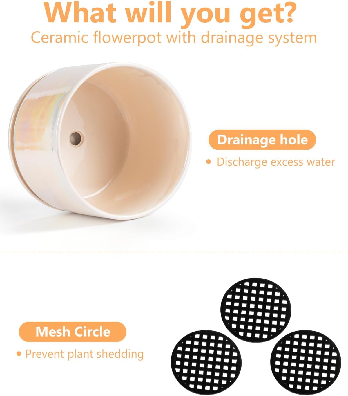 EFISPSS Plant Pots, 4+5+6 Inch Pots for Indoor Plants,Ceramic Planter Pot with Drainage Hole,Flower Pots for Succulent