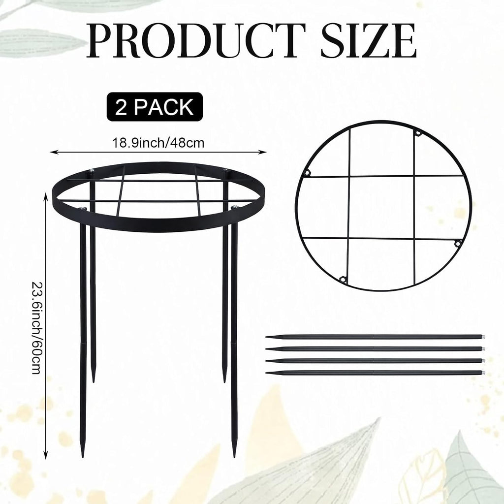 2 Pack 18.9" x 23.6" Large Peony Cage and Support Durable Round Plant Support Ring Tall Plant Cage for Outdoor Peony