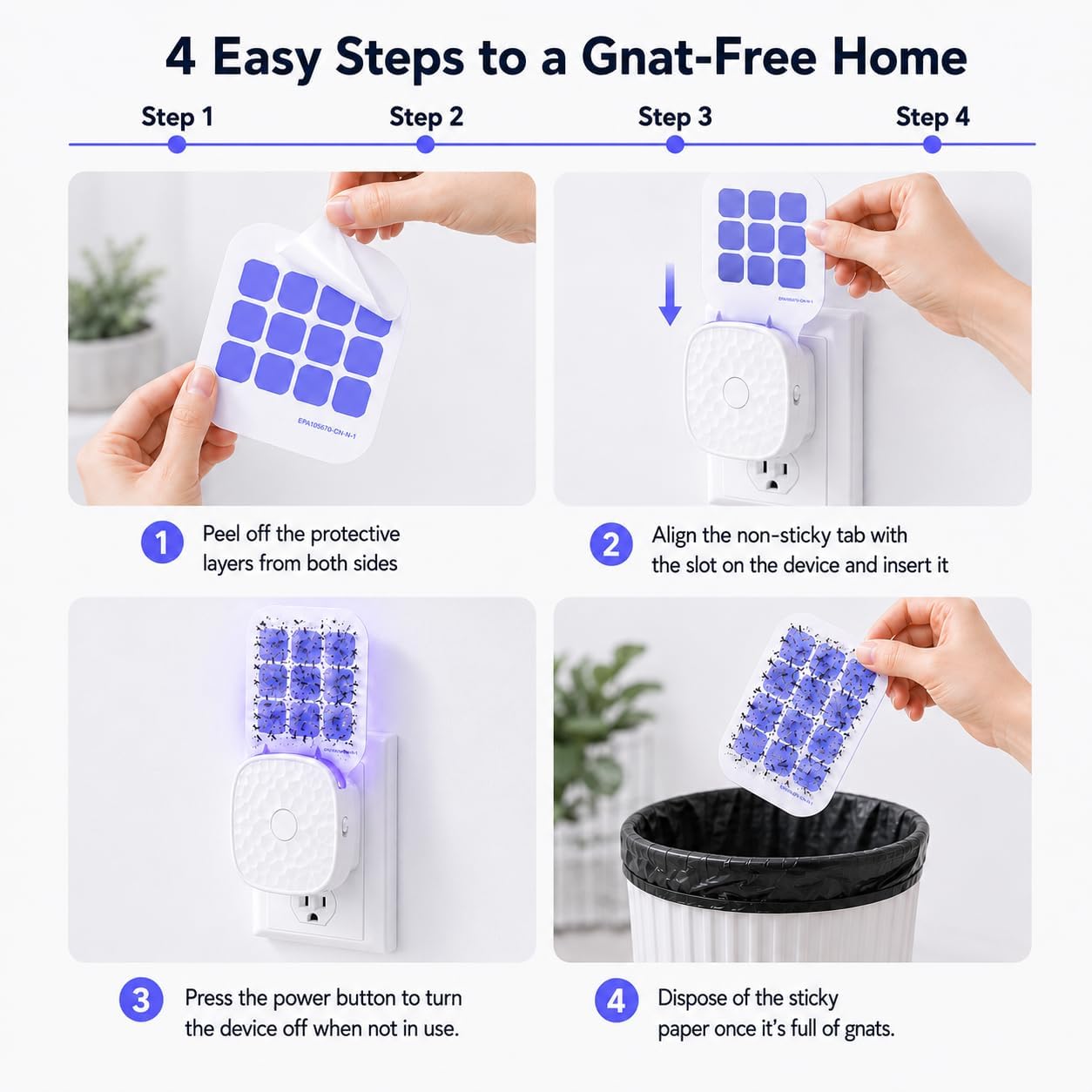 Fruit Fly Traps for Indoors 2 Pack with Double-Sided Sticky Glue Cards | Plug-in Indoor Fly Trap Flying Insect Trap for
