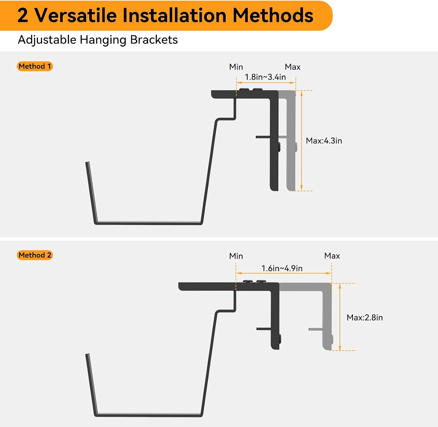 CADUKE Railing Planters Outdoor Balcony, 16.9" Hanging Flower Pots, Fence Planters for Deck Patio Garden with Drain