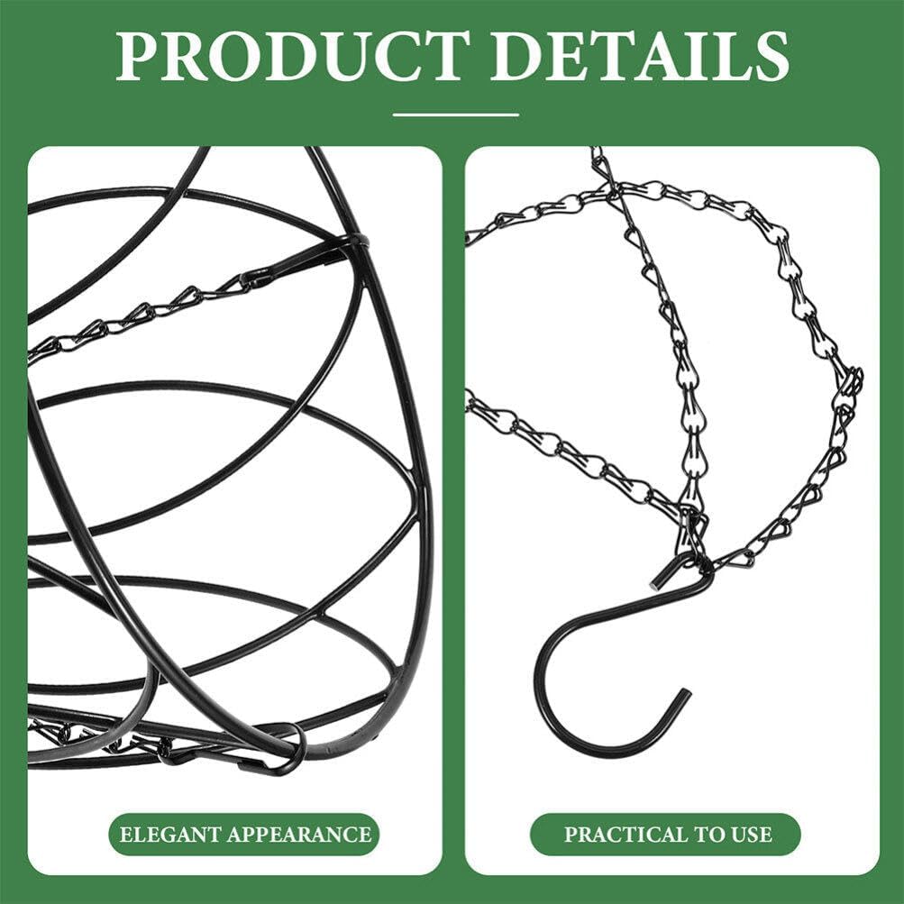 Happyyami Hanging Railing Planter Metal Flowerpot Holder with Chains 8.07 X 8.07 X 5.51 in Hanging Flower Holder for