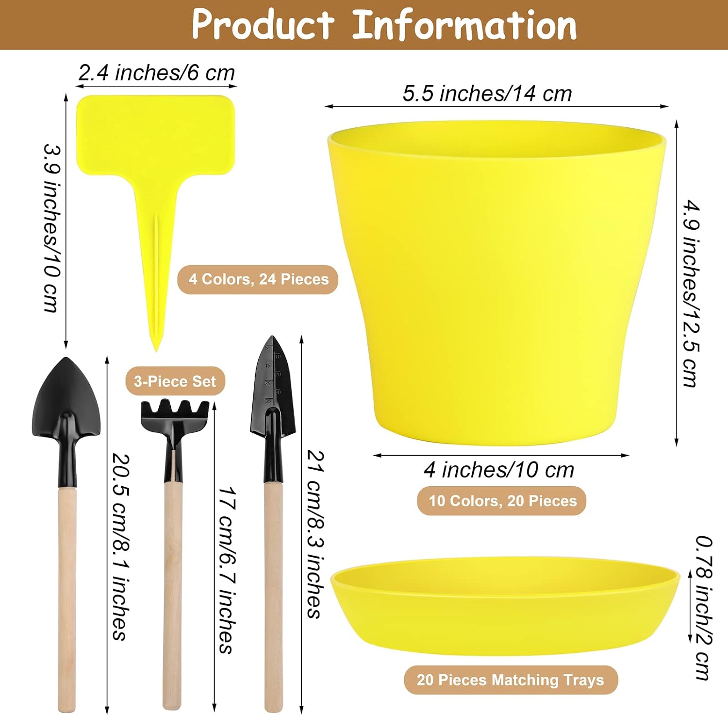 Hahood 20 Pack Plastic Planters 5.5 Inch Plant Flower Pot with Trays, Seedlings Nursery Pots Planter Flower Container