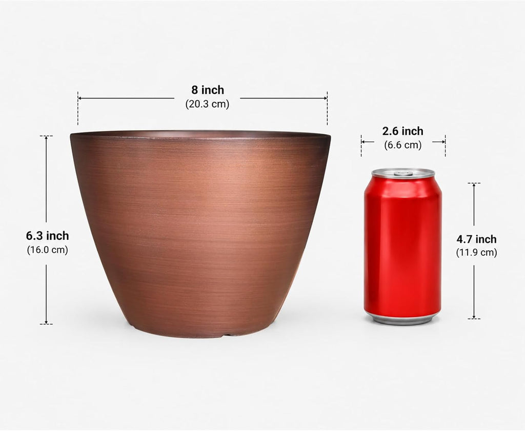 Vanslogreen 2 Pack Plastic Plant Pots with Drainage Holes, 8 inch Planter for Indoor Outdoor Plant, Garden Flower Pots