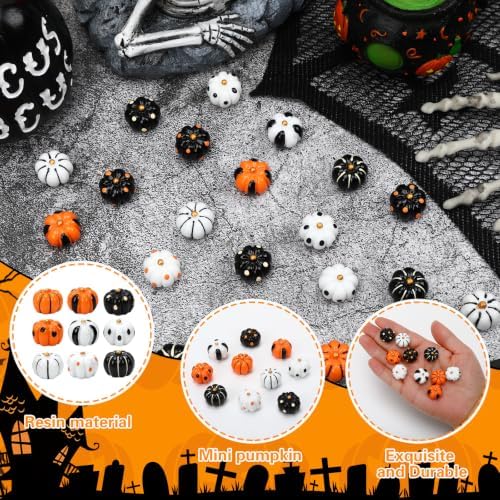 60Pcs Mini Resin Pumpkins for Halloween Fake Pumpkins Decorating