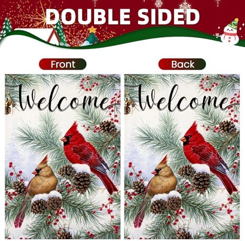 Welcome Christams Garden Flags for Outside 12x18 Inch Double Sided