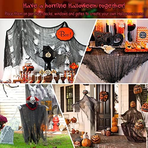 Legigo 6 Pack Halloween Creepy Cloths, Black Fabric Yard Decorations