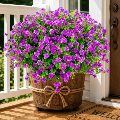 AXYLEX Artificial Flowers for Outdoors, 12 Bundles Fake Plants (Magenta)
