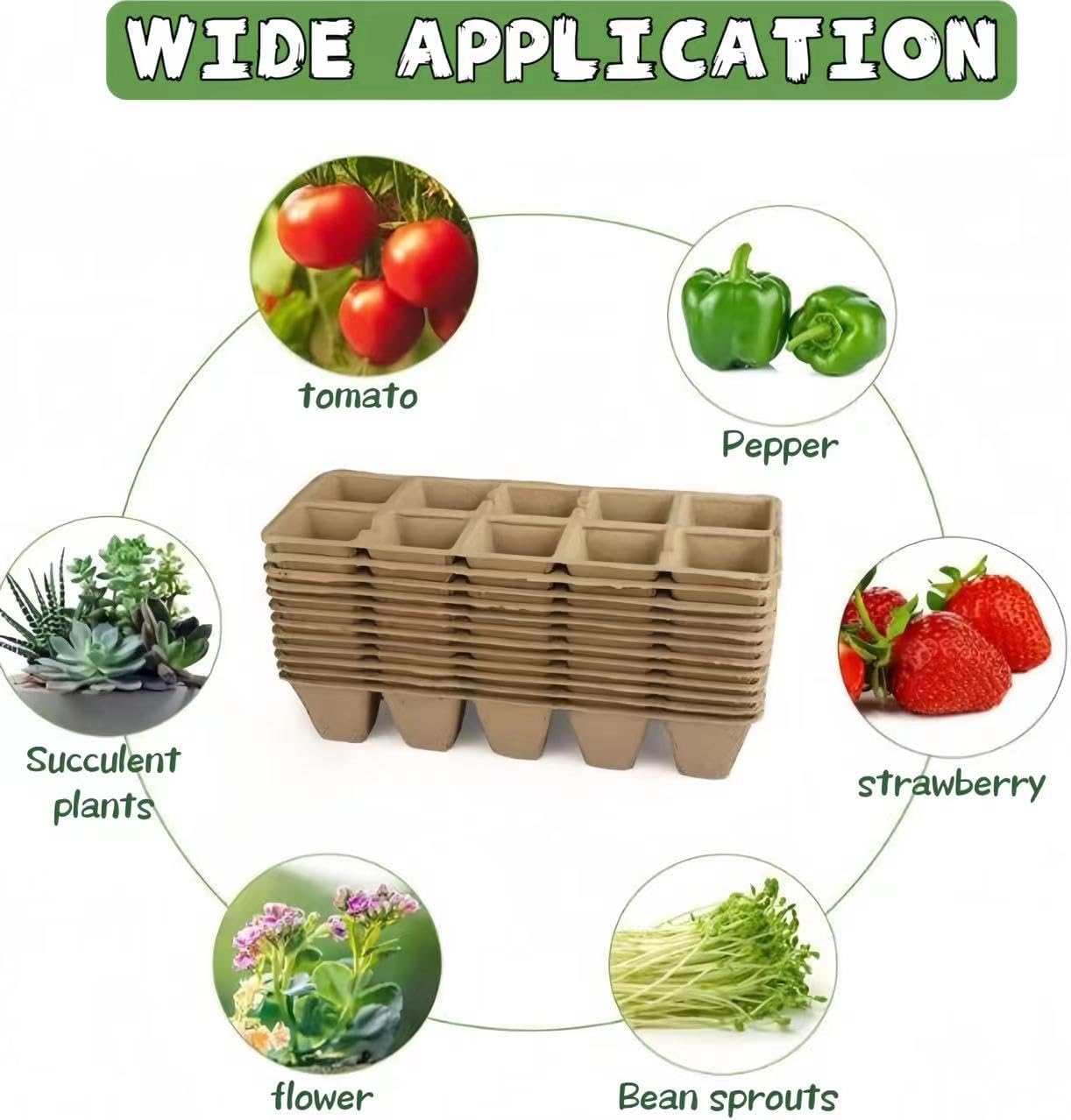 480 Cells Seed Starter Tray, 48 Pack Biodegradable Peat Pots, Seed Starter Kit for Seedlings with 48 Labels