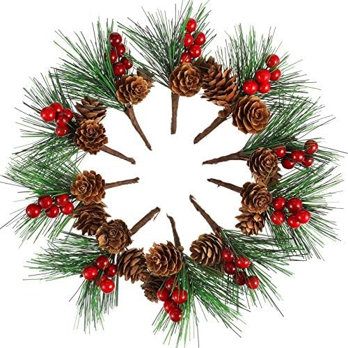 WILLBOND 24 Pieces Christmas Floral Picks, Artificial Pine Picks, Red