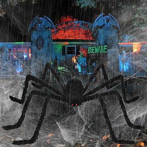 Halloween Decorations Outdoor Giant Spiders: 3 Pack Scary Fake Spider Decor