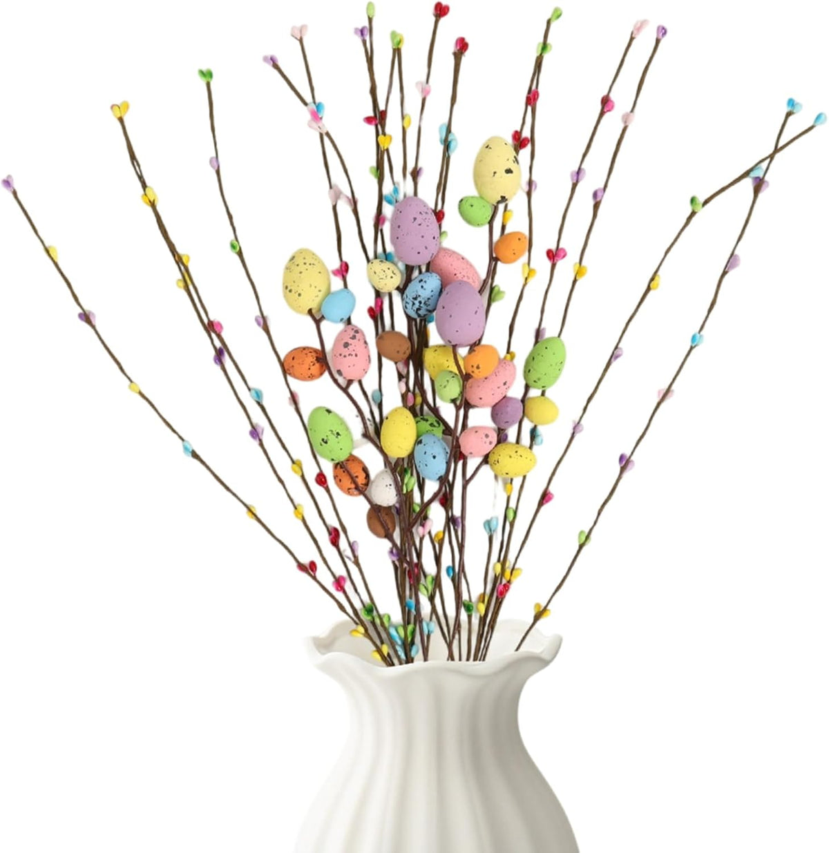 Puluole 26Pcs Easter Decorations for Home - Faux Vine with Berries and Easter Eggs Picks and Sprays Spring Floral Picks Vase Artificial Flowers Arrangements Centerpiece Easters Garland Decor