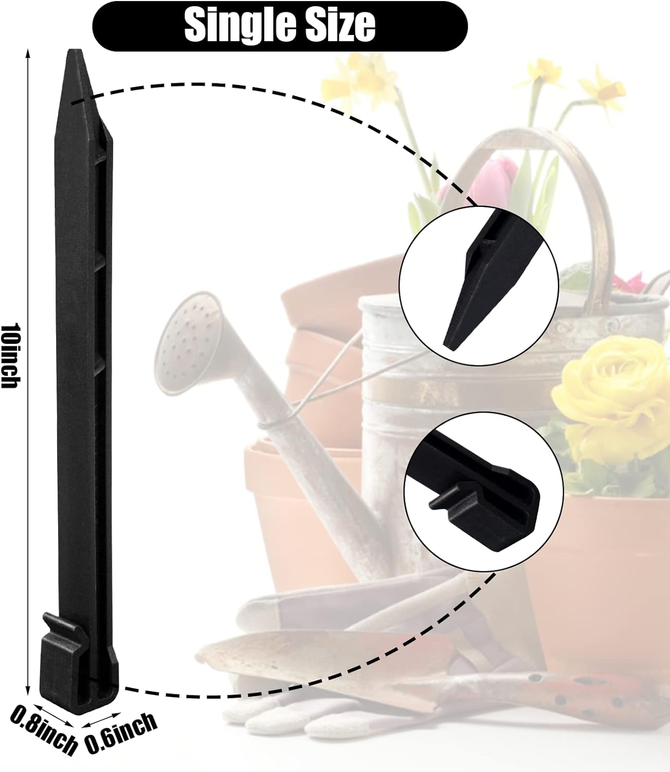 50 PCS Edging Stakes, Landscape Edging Stake for Gardening, Ground Stakes | 10 Inch Plastic Plant Stakes for outdoor