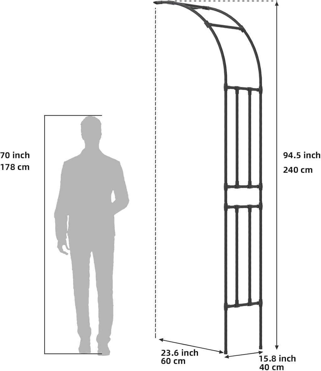 Half Arch Trellis - Garden Arch Trellis Size: 24in(L)*94.5in(H) | Garden Arch Arbor Trellis for Climbing Plants Outdoor