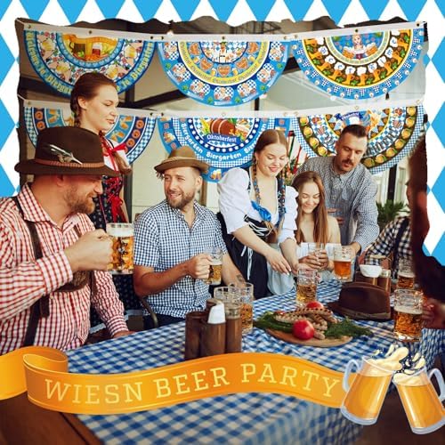 6 Pcs Oktoberfest Decoration Oktoberfest Fabric Bunting 1.5 x 3 ft