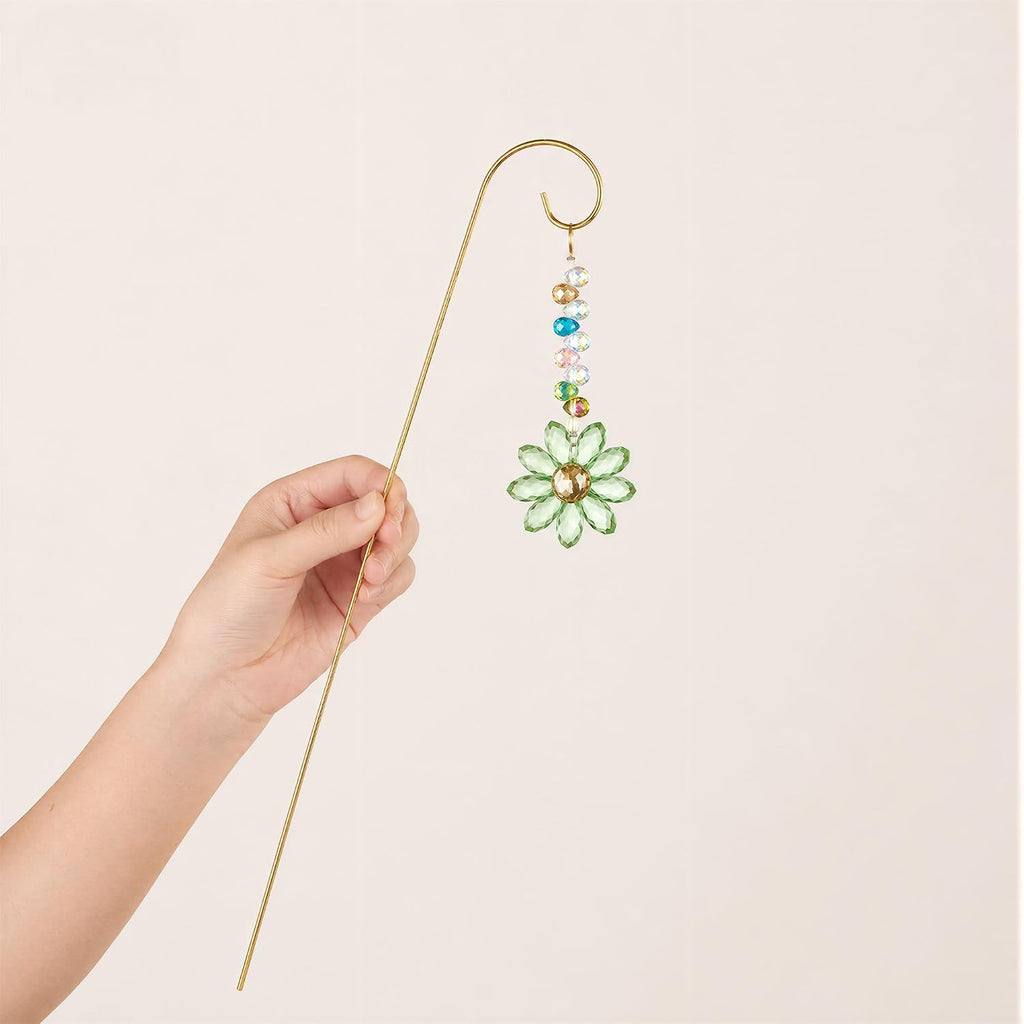 6 Pcs Colorful Crystal Sunflower Suncatcher Garden Stake with Trellis Decor | Crystal Sunflower Sun Catchers Garden