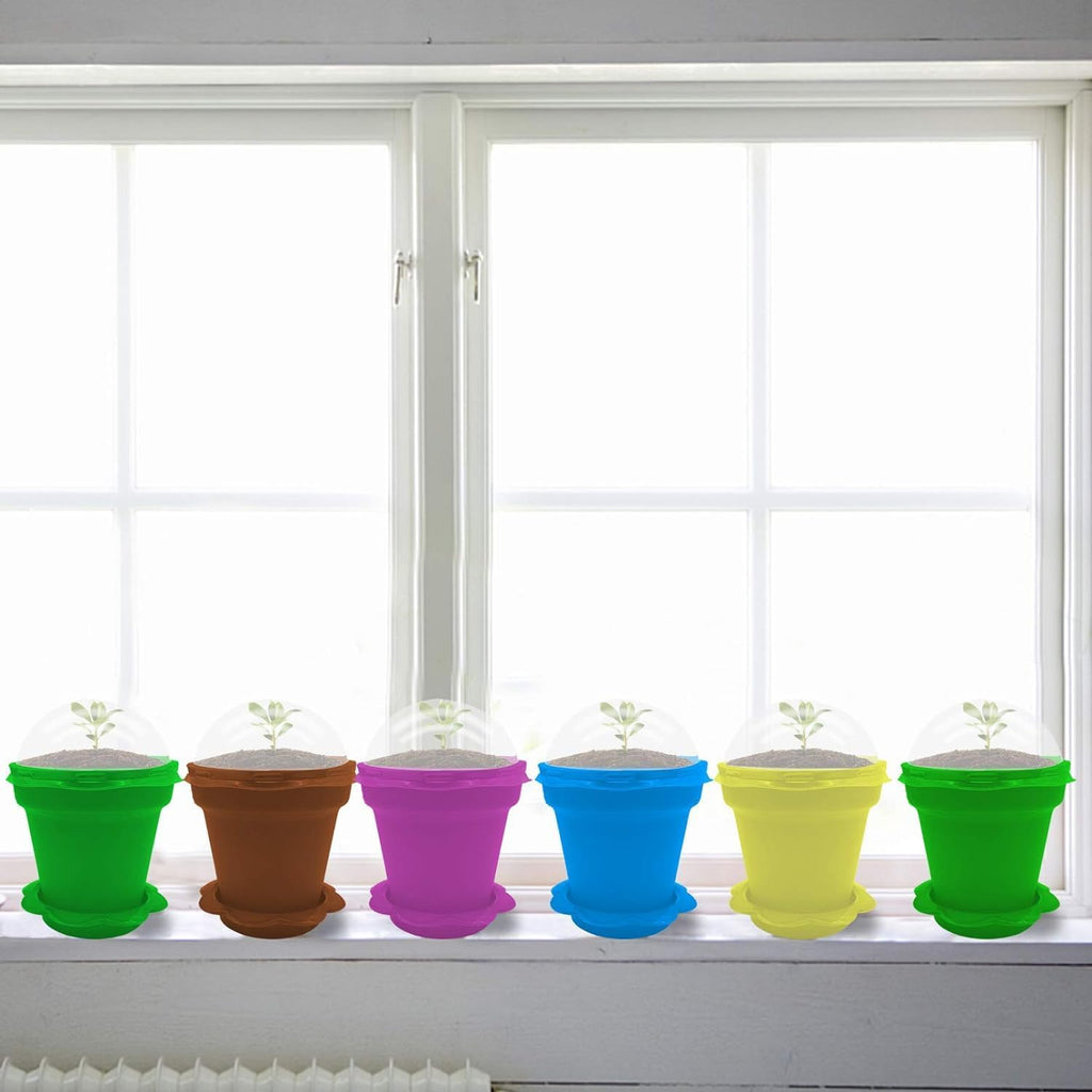 50 Packs Cupcake Plant Nursery Pots with Humidity Dome- Planting Containers Cups- Small Flower Pots for Indoor Outdoor